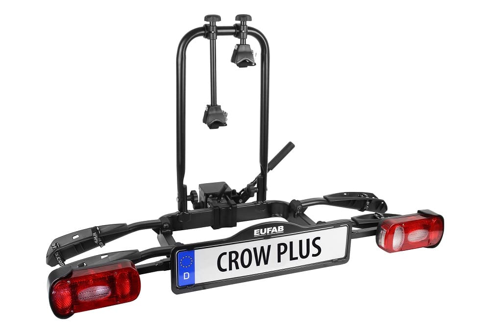 Porte-Vélos sur Boule d’Attelage Eufab Crow Plus Prise 13 Broches – 2 Vélos (Compatible E-Bikes) Noir