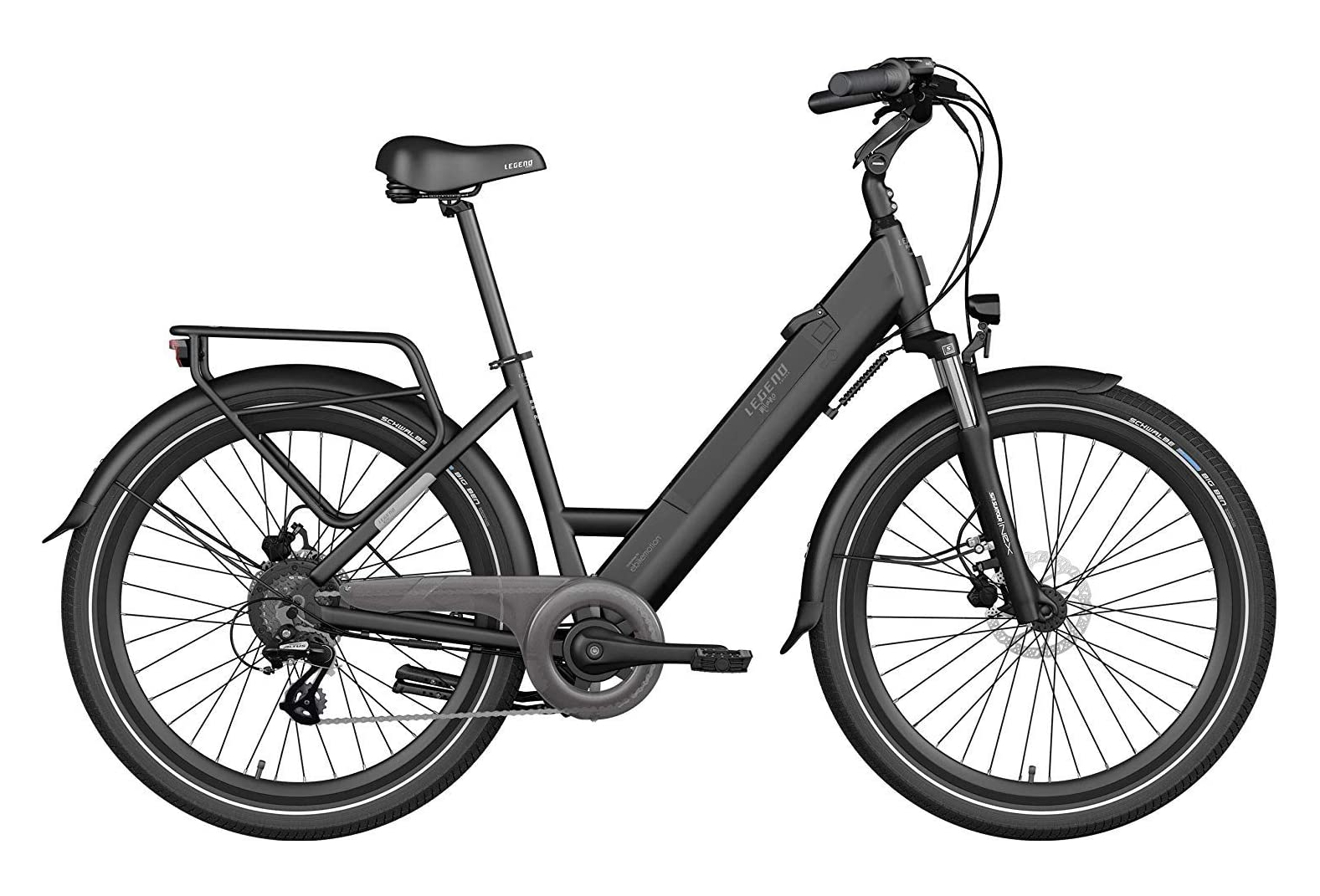 Legend Milano Vélo Electrique Ville Smart eBike Roues de 26 Pouces, Freins Disque Hydraulique Batterie 36V 10.4Ah Sanyo-Panasonic (374.4Wh) Noir Onyx