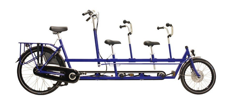 TANDEM TRIPLETTE AVEC DEUX ENFANTS DEVANT (ASSISTANCE ÉLECTRIQUE EN OPTION)