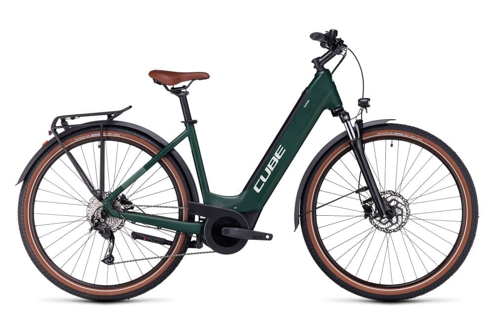 VTC Électrique Cube Touring Hybrid One 625 Easy Entry Shimano Alivio 9V 625 Wh 700 mm Vert Dark 2023