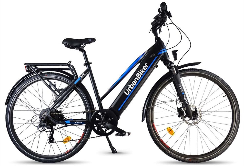 VTC Electrique Urbanbiker VTC Viena 23 bleu Moteur arrière 250W 720WH(48v 15Ah)