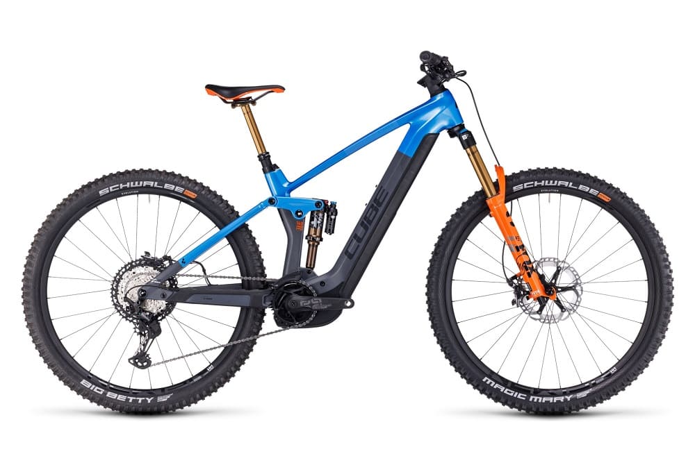 VTT Électrique Tout-Suspendu Cube Stereo Hybrid 140 HPC Actionteam 750 Shimano XT 12V 750 Wh 29" Bleu Gris 2023
