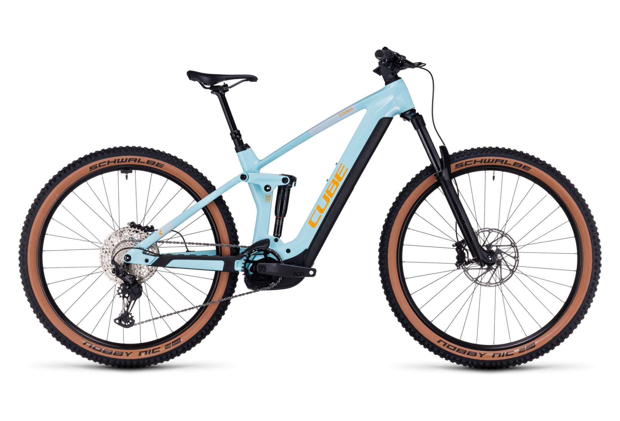 VTT Électrique Tout-Suspendu Cube Stereo Hybrid 140 HPC Race 625 Shimano Deore/XT 12V 625 Wh 29" Bleu Dazzle 2023
