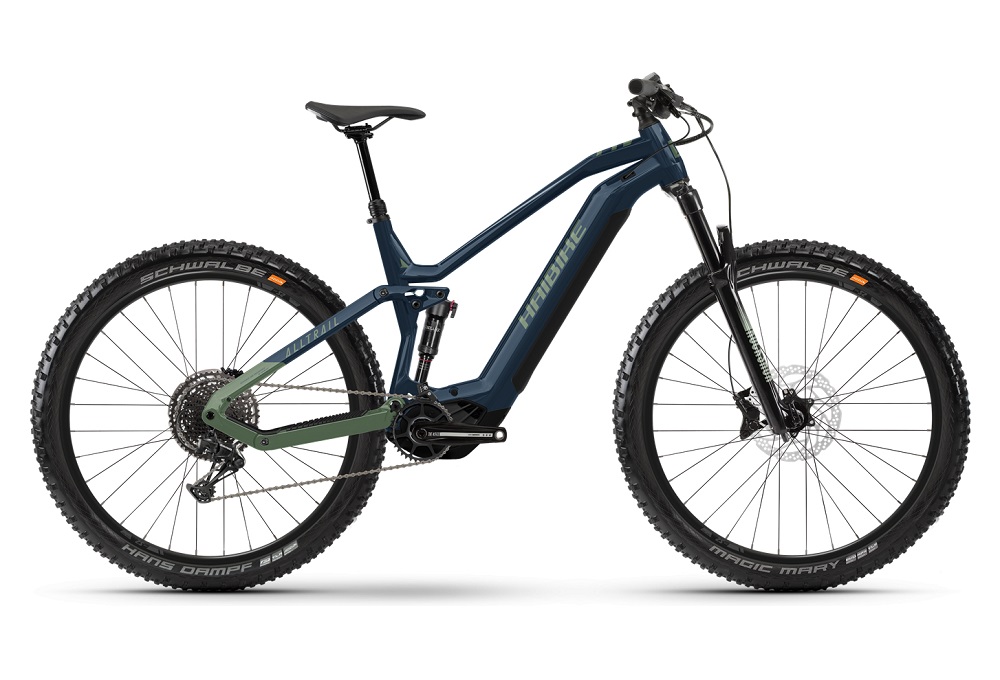 VTT Électrique Tout-Suspendu Haibike AllTrail 9 29 Sram NX 12V 720 Wh 29" Bleu / Vert Olive 2023