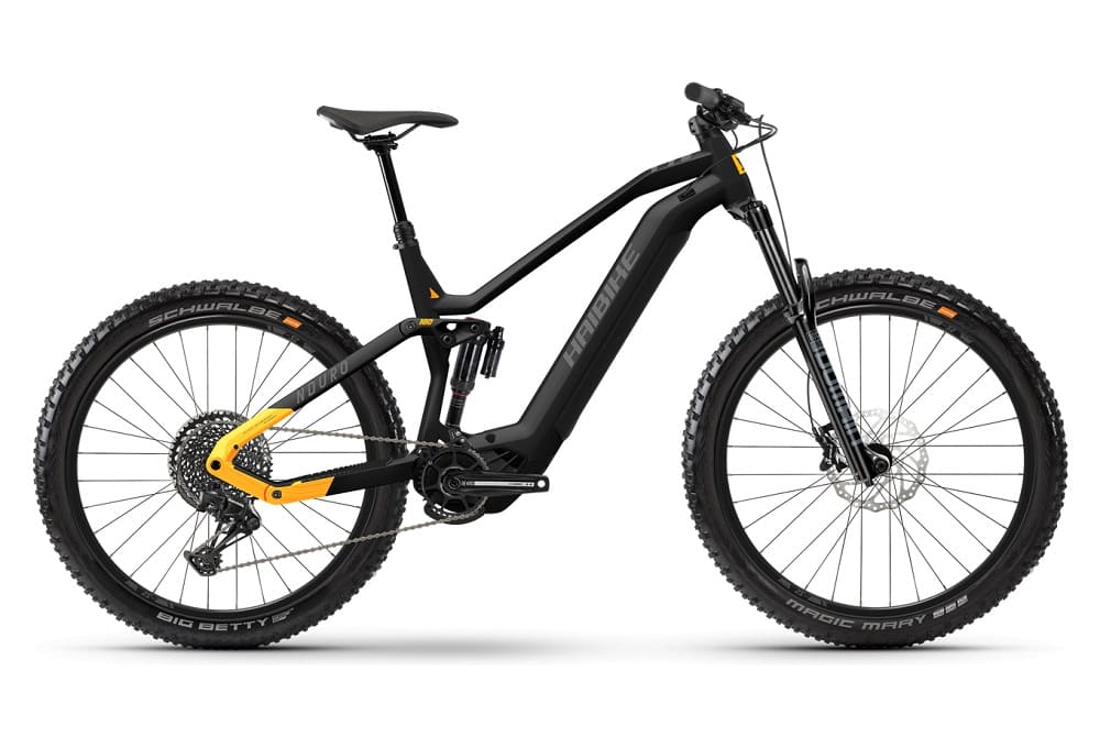 VTT Électrique Tout-Suspendu Haibike Nduro 6 Sram SX Eagle 12V 720 Wh 29"/27.5" Noir / Mangue 2023
