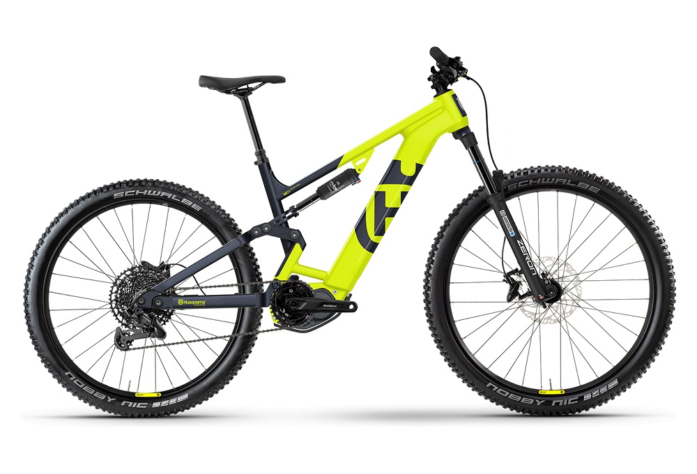 VTT Electrique Tout-Suspendu Husqvarna Mountain Cross MC1 Tektro M350 9V 630 Wh 27.5" Jaune/Noir 2023