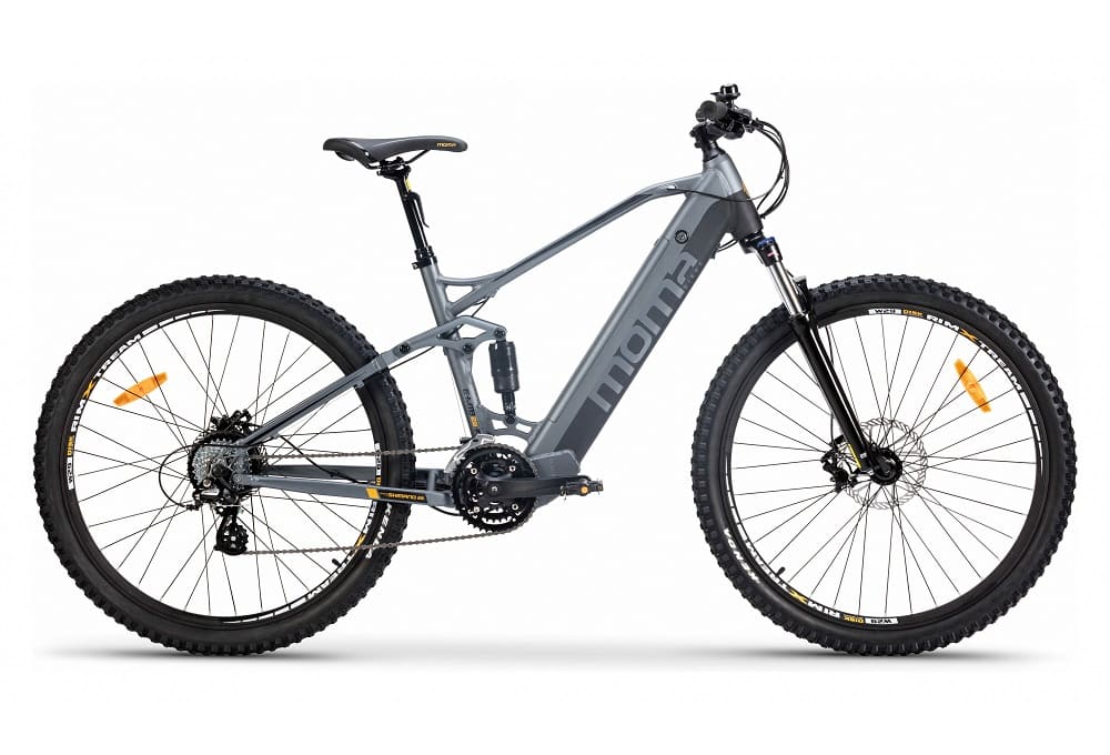 VTT Electrique Tout Suspendu Moma Bikes E-MTB 27.5" Shimano Altus 8V Gris