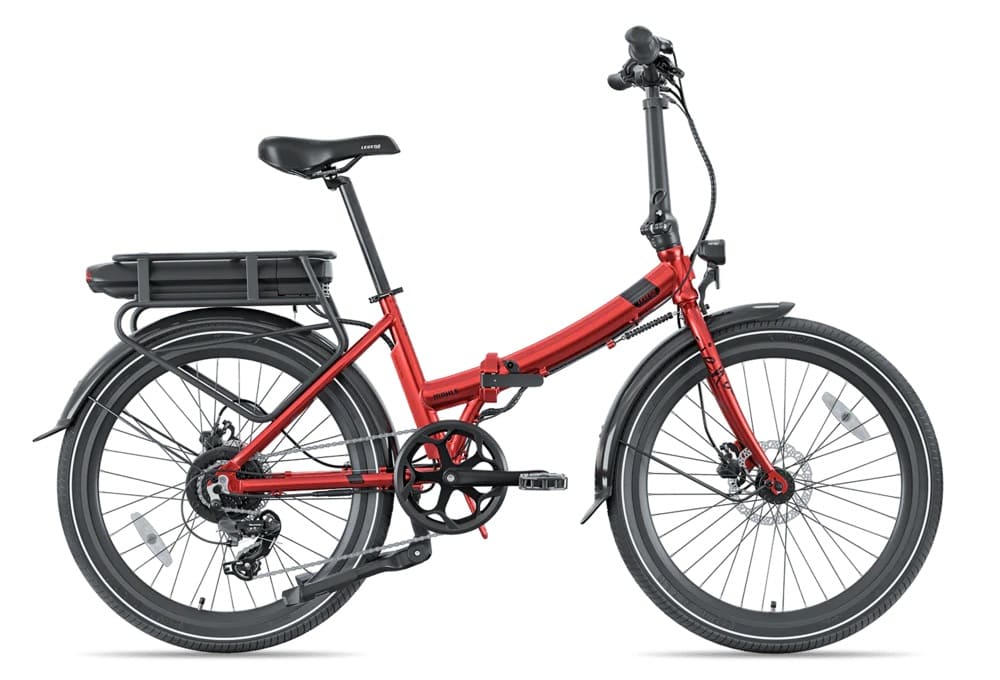 Vélo Electrique Pliable de Ville Legend Siena Smart eBike Roues de 24 Pouces Freins Disque Hydraulique Batterie 36V 14Ah Panasonic (504Wh) Rouge