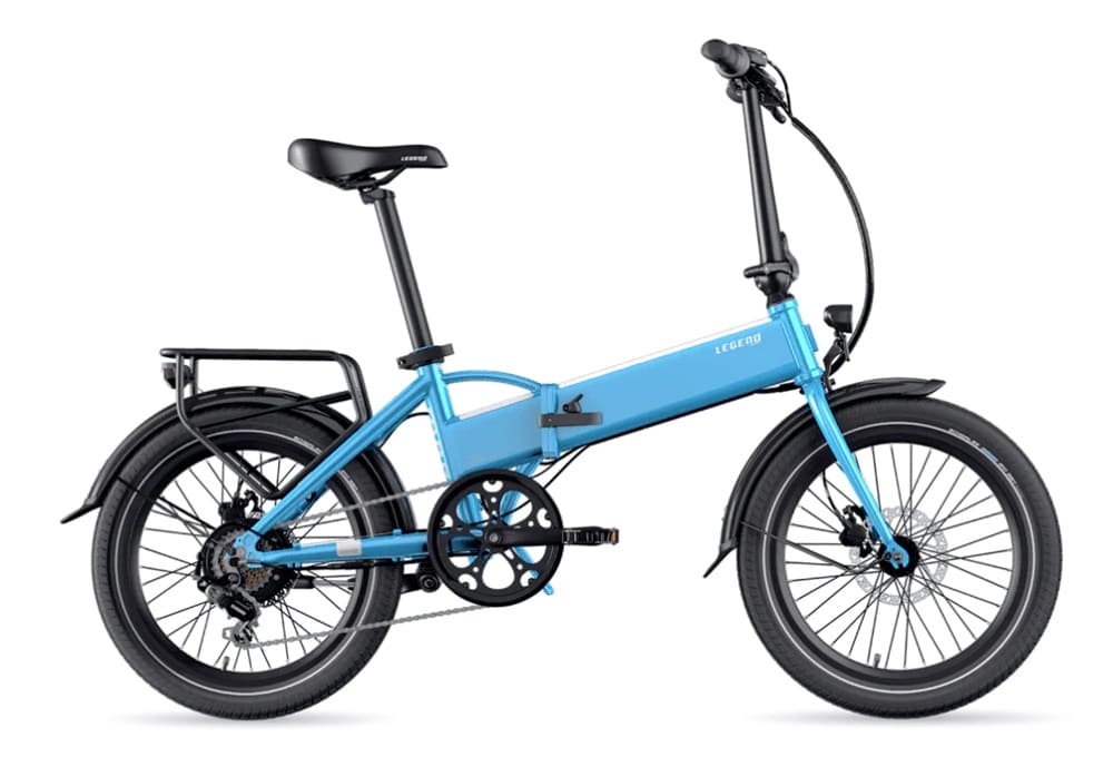 Vélo Electrique Pliant Legend Monza Smart eBike Roues de 20 Pouces Freins Disque Hydraulique Batterie 36V 10.4Ah Sanyo-Panasonic (374.4Wh) Bleu