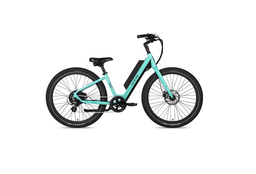 Vélo de Ville Électrique Aventon Pace 250 Step Trought Shimano Tourney 7V 250 Wh 650b Vert Céleste