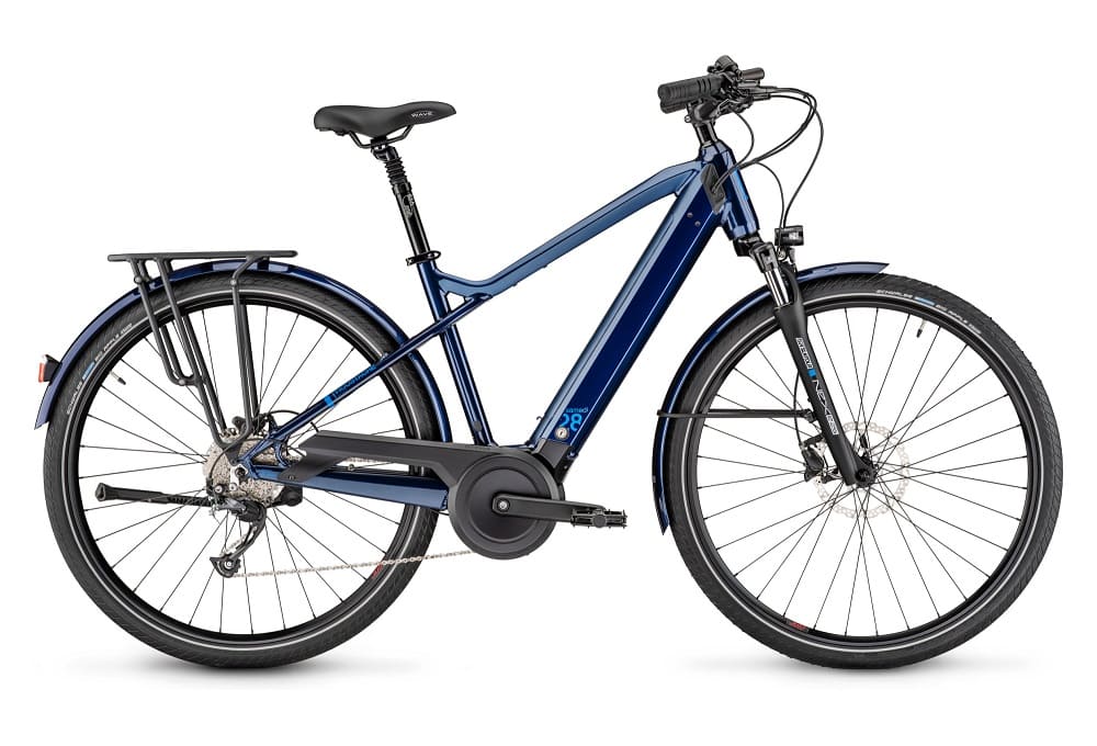 Vélo de Ville Électrique Moustache Samedi 28.2 Shimano Altus 9V 500 Wh 700mm Bleu Nuit 2023