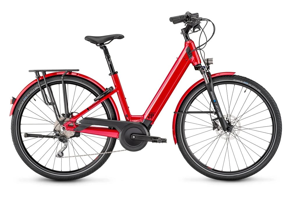 Vélo de Ville Électrique Moustache Samedi 28.5 Open Shimano Deore 10V 500 Wh 700mm Rouge 2023
