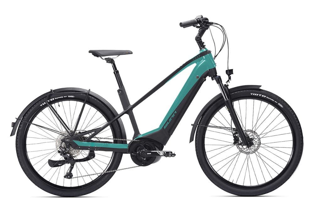 Vélo de Ville Électrique Sunn Urb Sleek Woman Shimano Altus 9V 400 Wh 650b Noir / Turquoise 2023