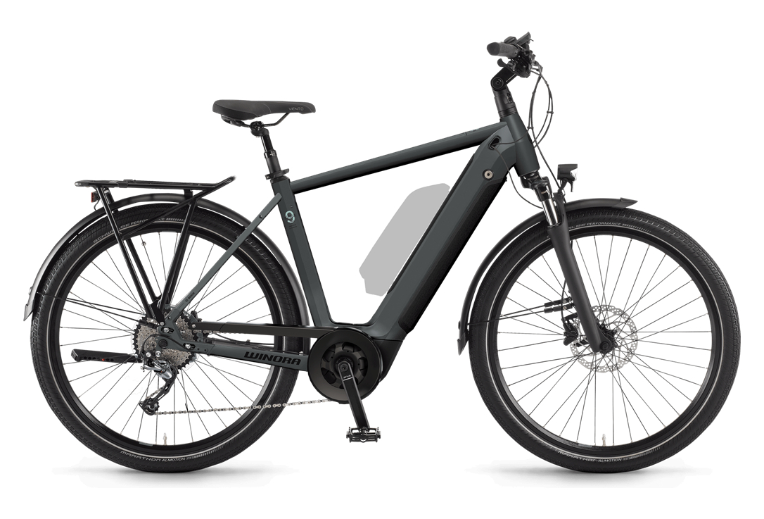 Vélo de Ville Électrique Winora Sinus 9 Shimano Alivio 9V 625 Wh 650b Gris 2022