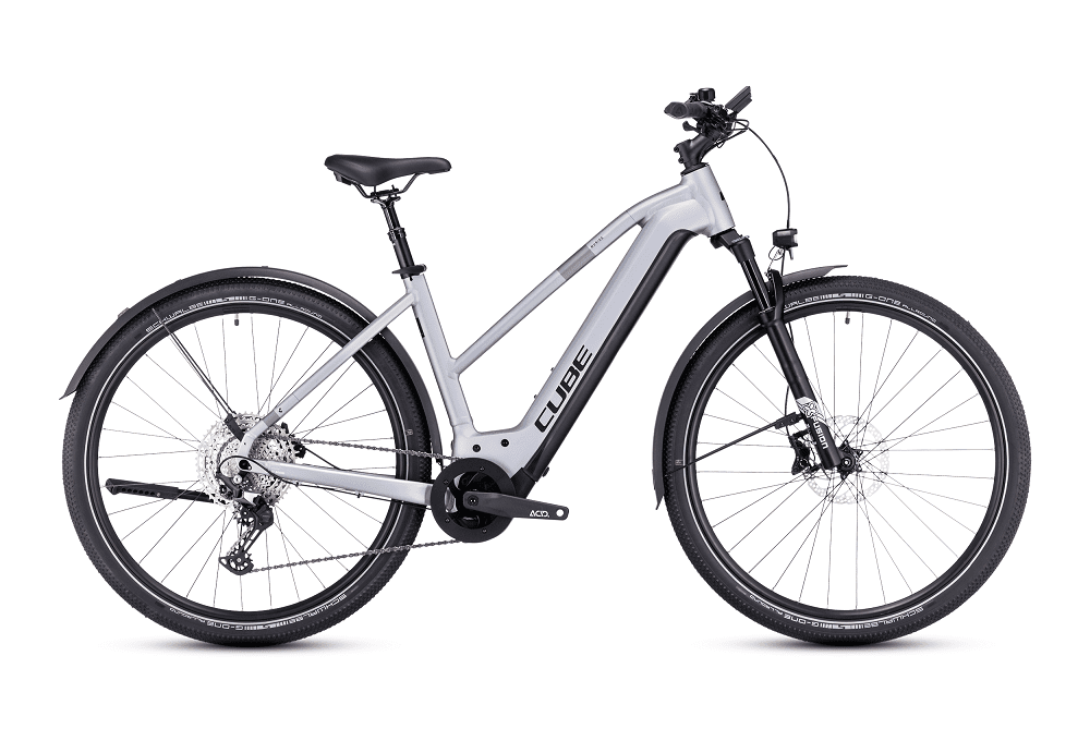Vélo ville électrique Cube nuride hybrid exc 625 allroad polarsilver´n´black trapèze