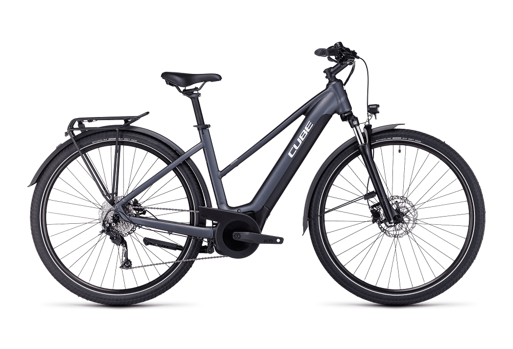 Vélo ville électrique Cube touring hybrid one 500 grey´n´white trapèze